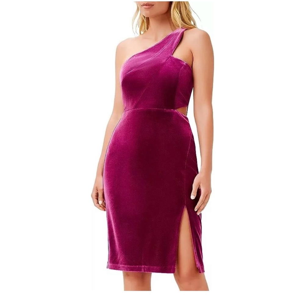 Aidan by Aidan Mattox One Shoulder Velvet Dress Purple Size 6, NWT!